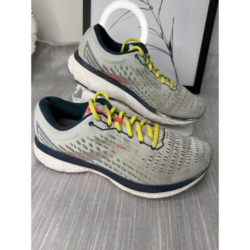 Brooks Womens Ghost 13 Ice Flow/Pink/Pond Running Shoes Size 8.5